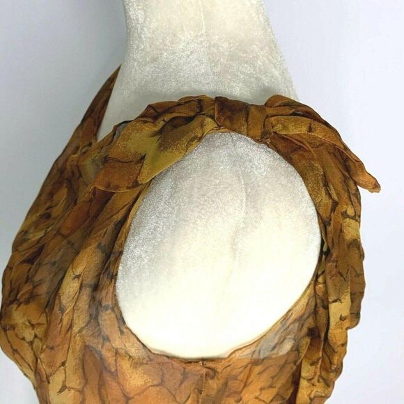 Vintage 50s Sheer Overlay Dress S Brown Draped - Picture 9 of 11